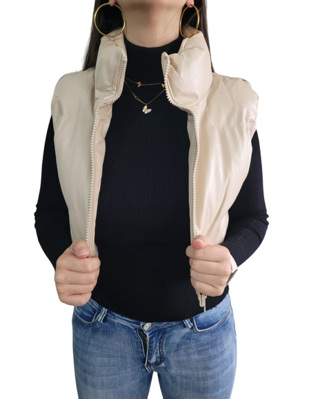 Chalecos de Cuerina Beige-1