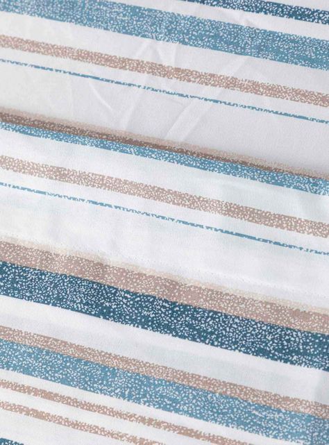 Sabanas Microfibra 2 Plaza Lineas Azul /  Beige-2