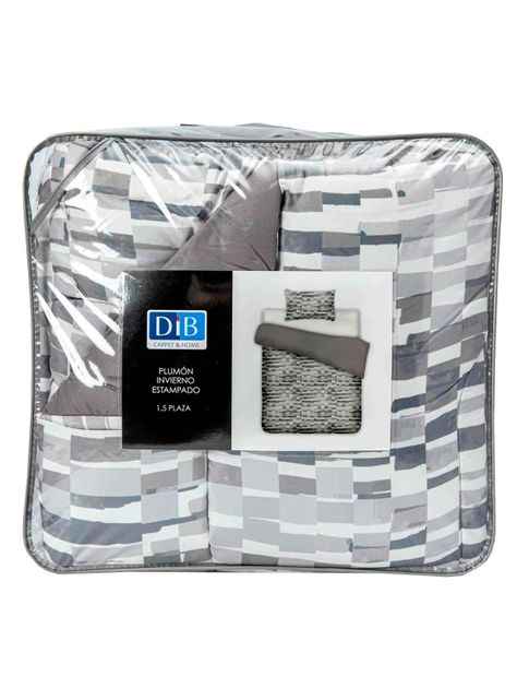 Plumon Reversible 1.5 Plaza Ladrillo Gris-4