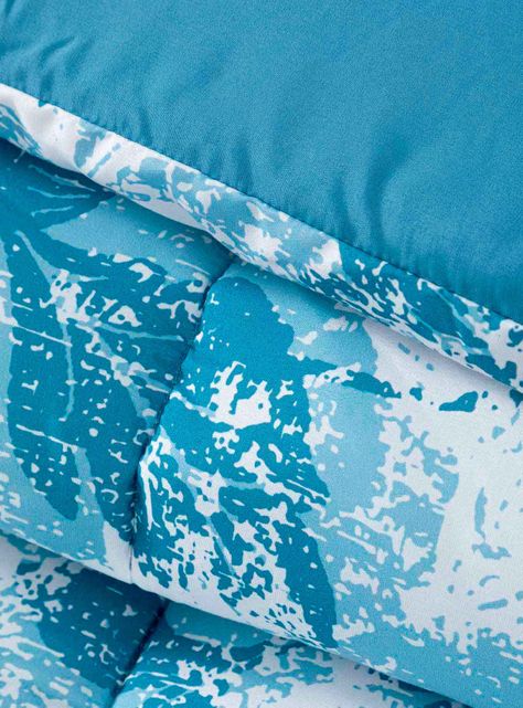Plumon Reversible 1.5 Plaza  Flores Azul-1