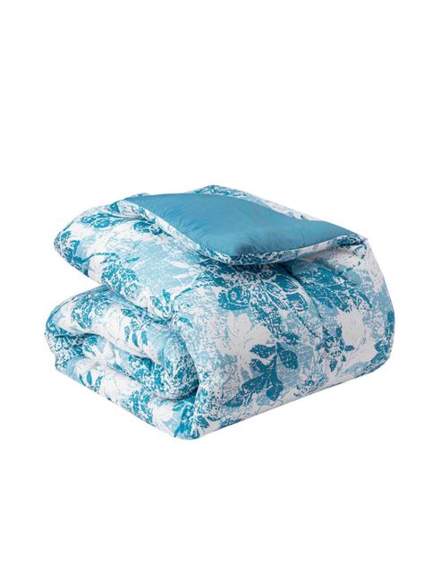 Plumon Reversible 1.5 Plaza  Flores Azul-2