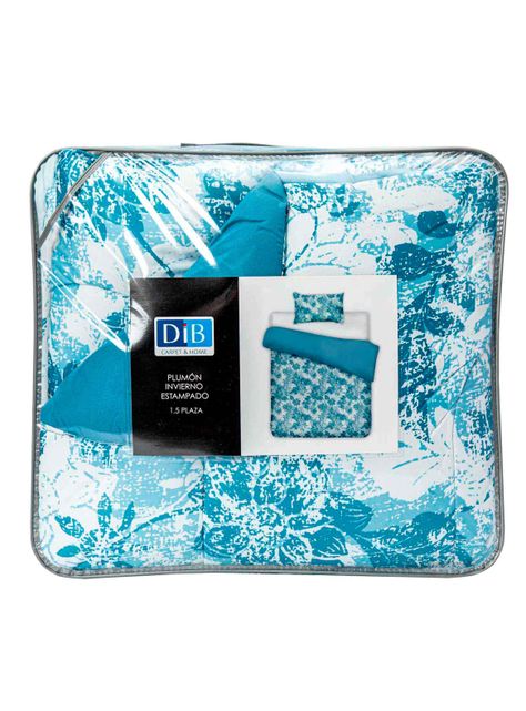 Plumon Reversible 1.5 Plaza  Flores Azul-4