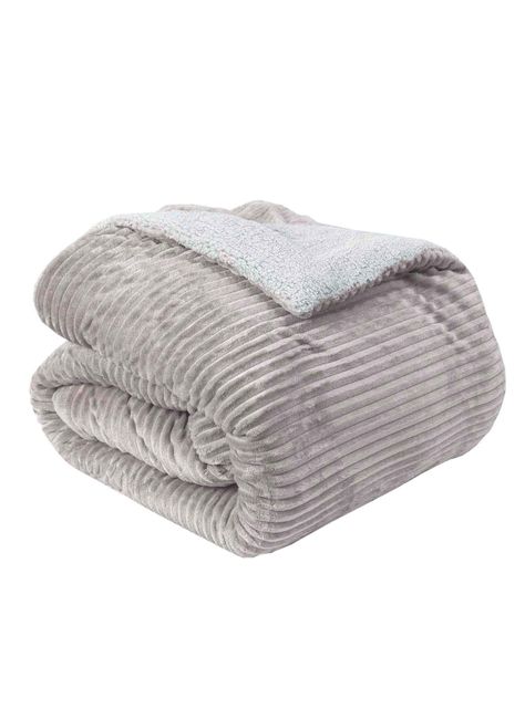 Cobertor  Reversible Sherpa 1.5 Plaza Cotelón Gris-2