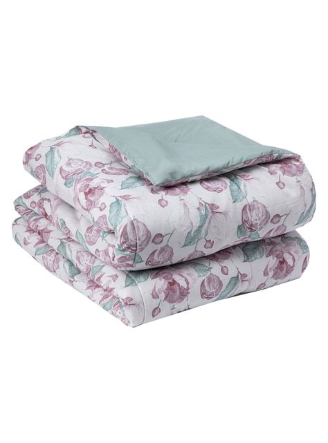 Plumón Reversible 1.5P Flores Rosa Beige-2