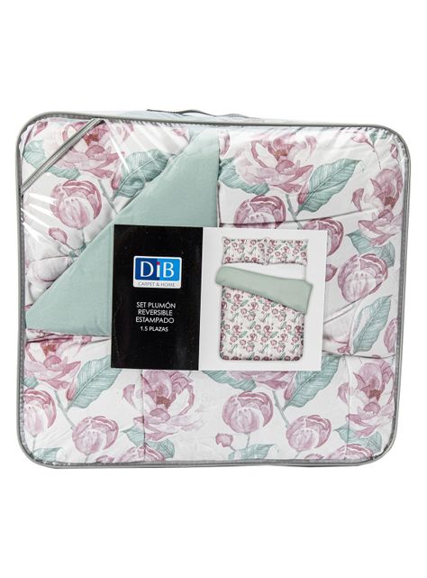Plumón Reversible 1.5P Flores Rosa Beige-3