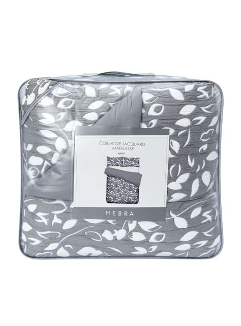 Cobertor Jacquard 2P Hojas Gris -4