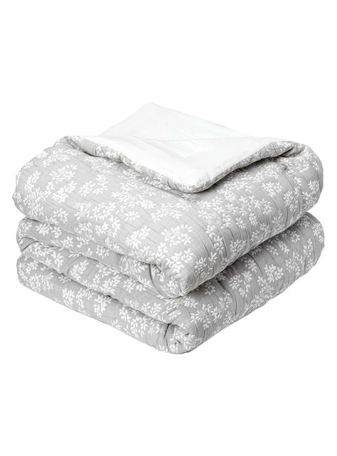 Cobertor Floral 2P Flores Gris-2