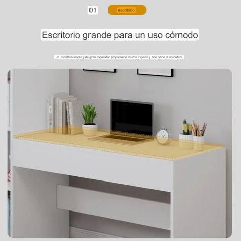 Escritorio Blanco Moderno Con Librero-6