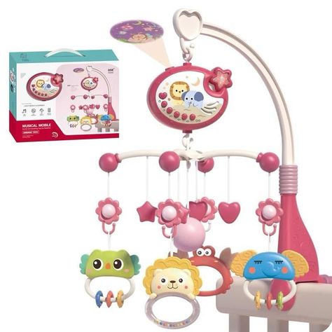 Móvil Musical Rosado Con Proyector Para Bebés 360-0