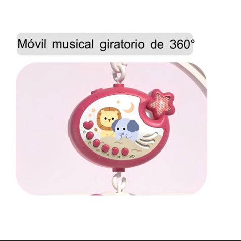 Móvil Musical Rosado Con Proyector Para Bebés 360-6