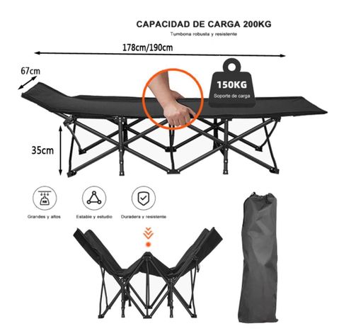 Cama de Camping Plegable Catre de Campaña Con Bolso-2