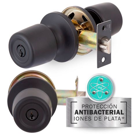 Pack 2 Cerradura Poli Antibacterial Oficina/Dormitorio Negro-0