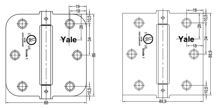 Bisagra con Resorte Yale 3.5mm x 3.5mm Níquel Satín-1