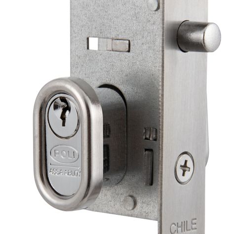 Cerradura Embutida POLI Puerta Corredera Cromado-5