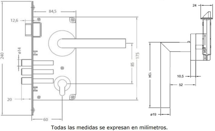 Cerradura Embutida YALE Toscana B60 Oficina-4