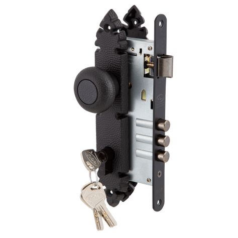 Cerradura Embutida Rústica Poli B60 Pomo Acceso Fijo-2