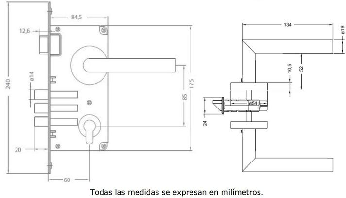 Cerradura Embutida YALE Toscana B60 Oficina Dormitorio-4