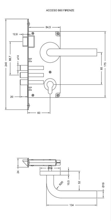 Cerradura Embutida YALE Firenze B60 Acceso 1/2-1