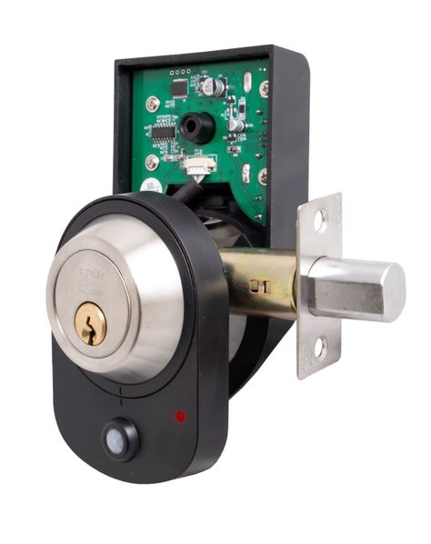 Cerrojo Poli Sensor100 Llave/Perilla con Alarma inoxidable-5