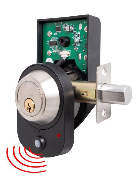 Cerrojo Poli Sensor100 Llave/Perilla con Alarma inoxidable-7