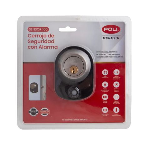 Cerrojo Poli Sensor100 Llave/Perilla con Alarma inoxidable-8
