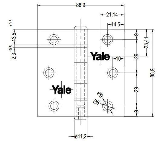 Bisagra Inoxidable Yale con golillas 3,5mm x 3,5mm-1