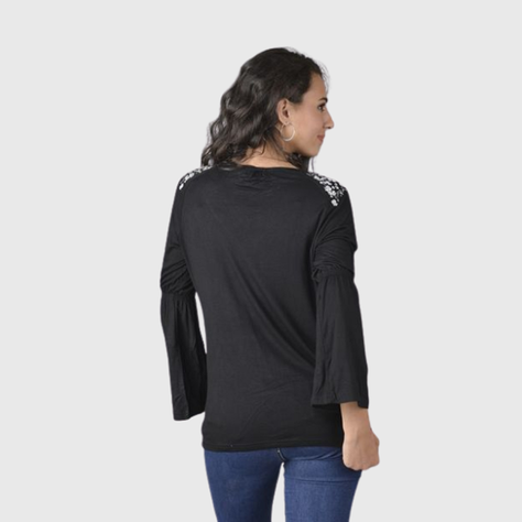 Polera retro bordada negra-1