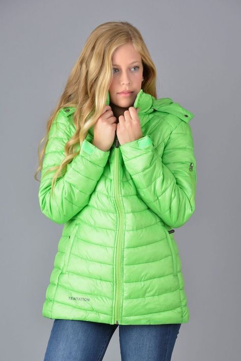Parka cadera cuello piel verde-0