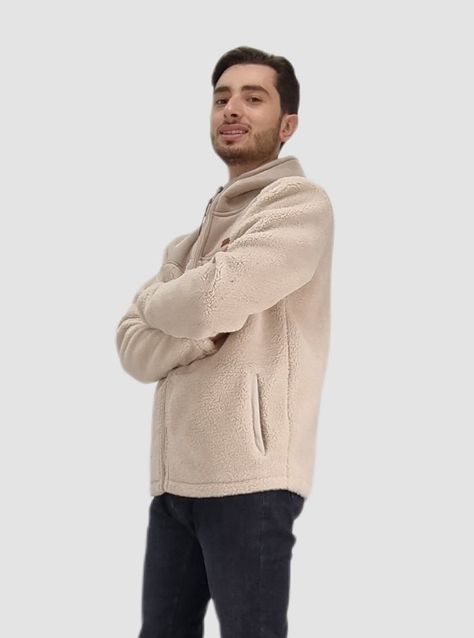 Casaca corderito con gorro beige-2