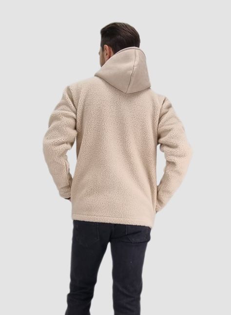 Casaca corderito con gorro beige-3