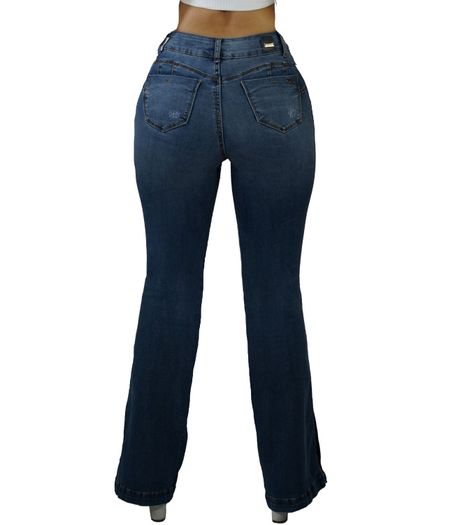 Jeans flare bottom t.a. broches destroyed-2