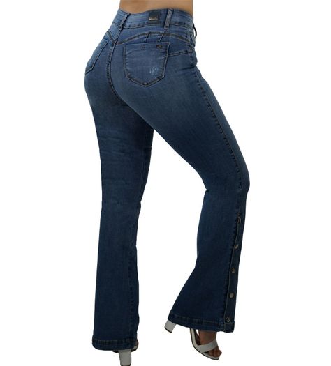 Jeans flare bottom t.a. broches destroyed-1