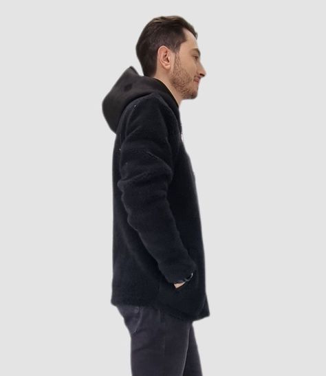 Casaca corderito con gorro negro-1