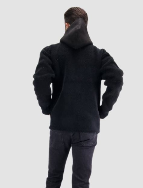 Casaca corderito con gorro negro-3