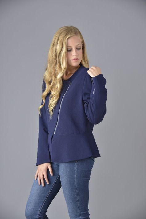 Blazer con cierre azul-1