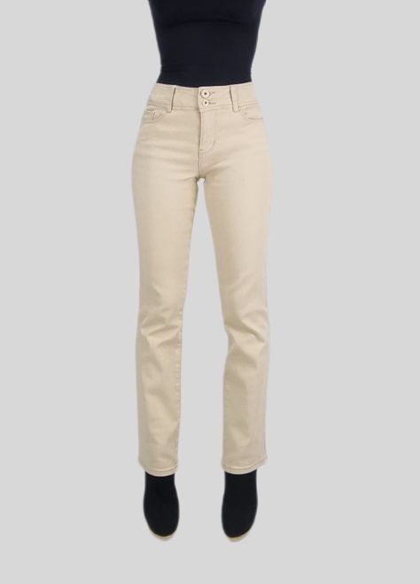 Jeans recto t.alto beige-0