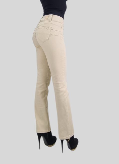 Jeans recto t.alto beige-1