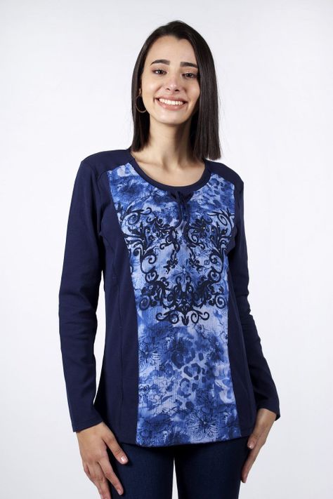 Polera estampada azul-0