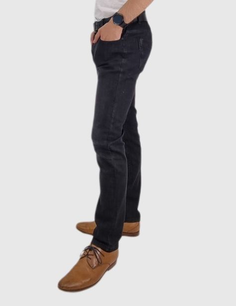 Jeans tiro medio-alto semi pitillo negro-2