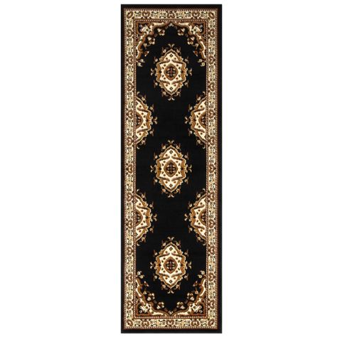 Alfombra Pasillo Kashan King 504 Negra 61 x 213 cm-0
