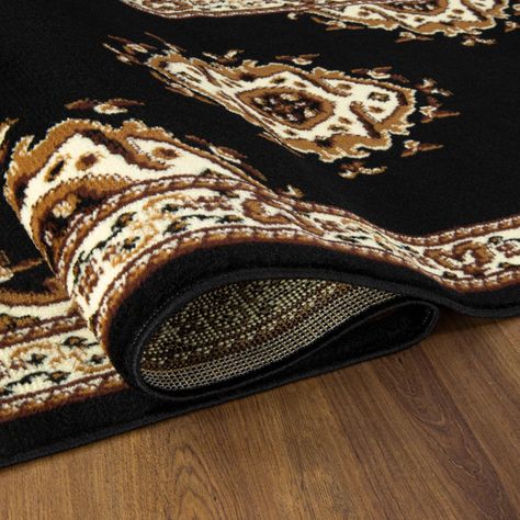 Alfombra Pasillo Kashan King 504 Negra 61 x 213 cm-2