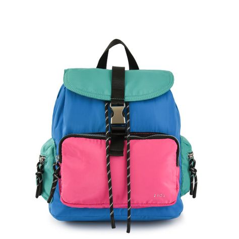 Mochila con tapa mediana abie azul-0