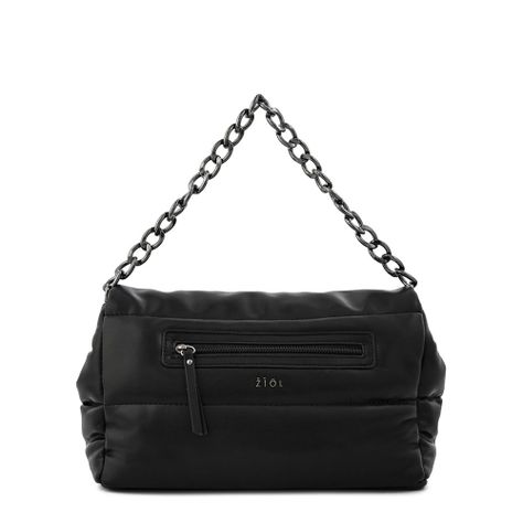Cartera bandolera con tapa mediana silvi negro-2
