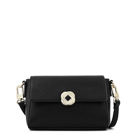 Cartera bandolera con tapa pequeña agata negro-0