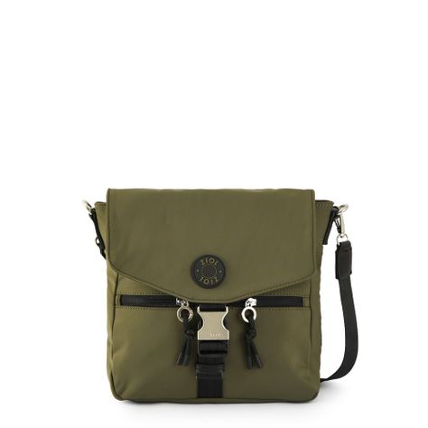 Cartera bandolera con tapa mediana elvas verde oliva-0