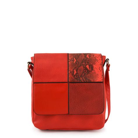 Cartera bandolera con tapa grande elinna rojo-0
