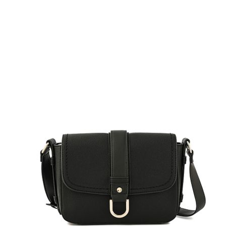 Cartera bandolera con tapa pequeña federica negro especial-0