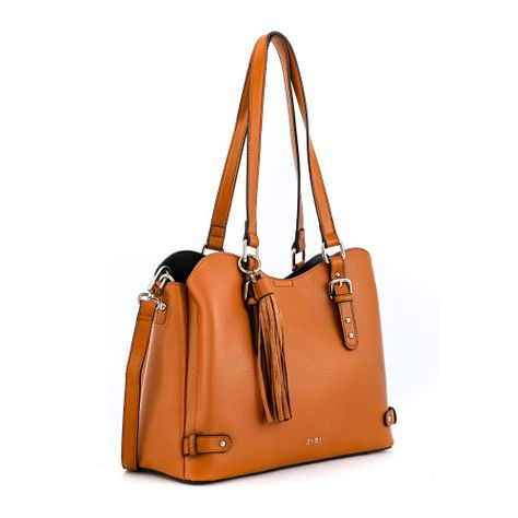 Cartera dos asas tres divisiones grande malva café-1