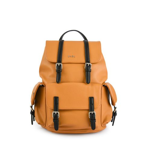 Mochila con tapa mediana zaciam mostaza-0