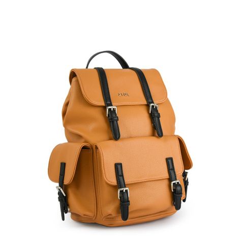 Mochila con tapa mediana zaciam mostaza-1